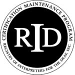 Registry of Interpreters for the Deaf logo.