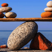 A collection of rocks being balanced on rocks.