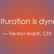 Gemini said A white quote centered on a blue and orange gradient background reads, "Acculturation is dynamic," attributed to Trenton Marsh, CDI.